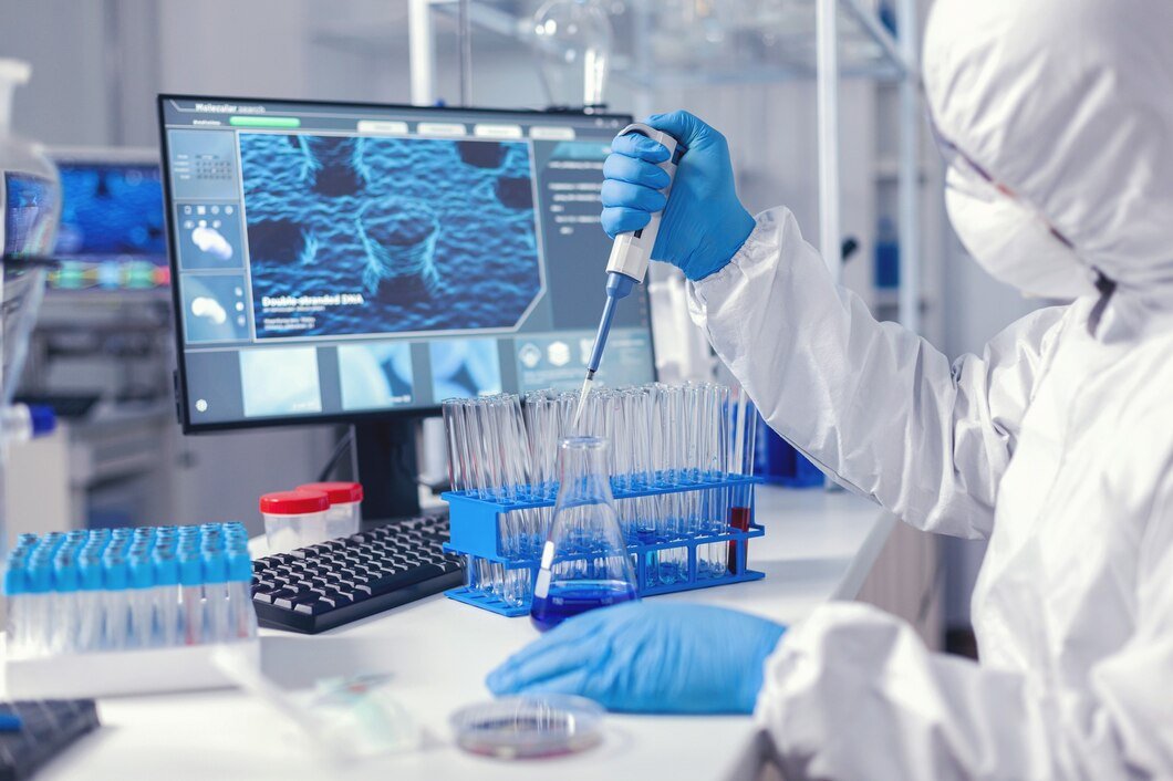 Researcher pipetting a sample at the Zynox Labs UK facility